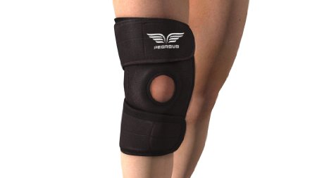 Knee Brace support by Pegasus- For Running , Basketball, Arthritis, ACL ,MCL rehab, TOP QUALITY BREATHABLE non Bulky Neoprene. Best Open Patella Knee Protector Wrap. Adjustable Compression.