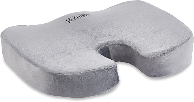 Velette Memory Foam Seat Cushion - Helps Ease Back Pain and Promotes Proper Posture - Anti-Slip Chair Pad with Carrying Handle for Home, Office or Car Use - Premium Quality (1)