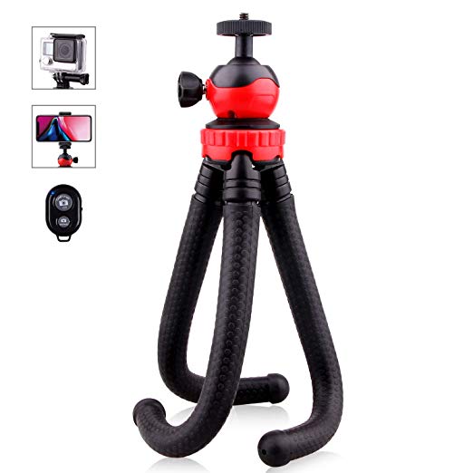 Flexible Tripod for Camera, LATZZ Portable Tripod, 12 Inch Octopus Phone Tripod Waterproof Action Camera Stick with Wireless Remote Compatible DSLR Camera, GoPro, iPhone X 8 Plus, Galaxy S9, More