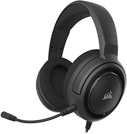 Corsair HS45-7.1 Virtual Surround Sound PC Gaming Headset w/USB DAC - Memory Foam Earcups - Carbon