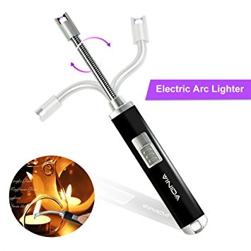 Electric Arc Lighter - USB Rechargeable Plasma Beam Lighter with 360° Extended Flexible Neck - Flameless Windproof and No Smell for Candle Camping/Grilling/BBQ/Gas/Stoves