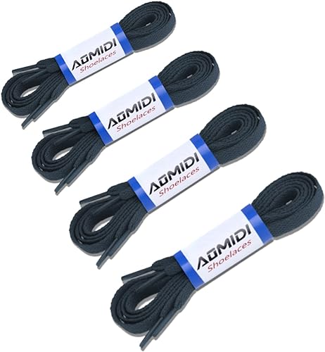 AOMIDI Flat Shoe laces 5/16" Wide Shoelaces 4 Pair for Athletic Running Sneakers Shoes Boot Strings replacements