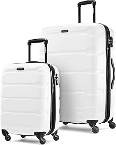 Samsonite Omni Pc Hardside Expandable Luggage with Spinner Wheels, White, 2-Piece Set (20/28)