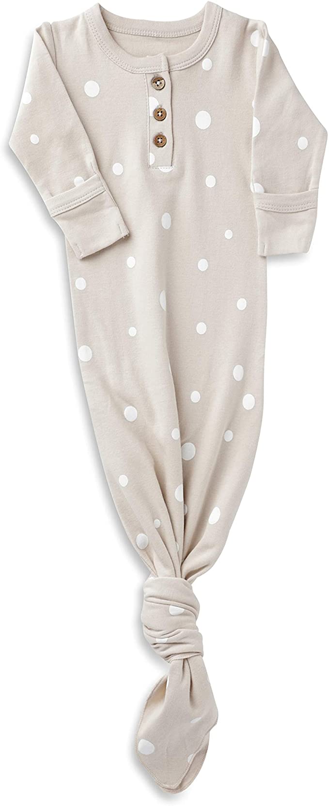 MakeMake Organics Organic Cotton Knotted Sleep Gown Wearable Blanket Sleeper Size - New Born, Polka