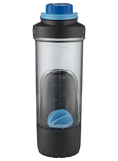 Contigo Shake & Go Fit Shaker Bottle with Gym Storage and TasteGuard Protection, 24 oz, Deep Sea Blue