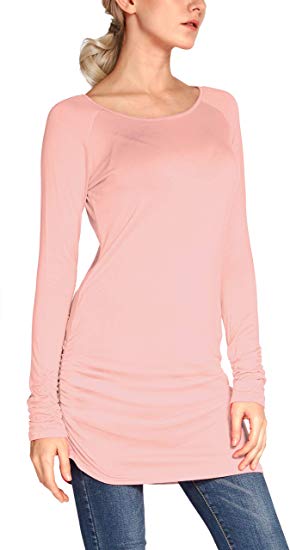 Urban CoCo Women's Casual T-Shirt Long Sleeve Solid Tunic Tops Slim Fit