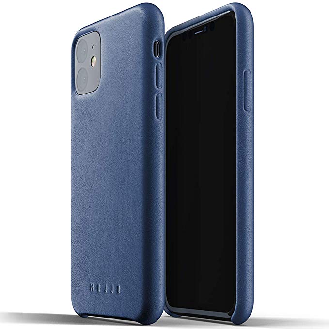 Mujjo Full Leather Case for Apple iPhone 11 | Premium Soft Supple Leather, Unique Natural Aging Effect | Leather Wrapped, Super Slim (Monaco Blue)