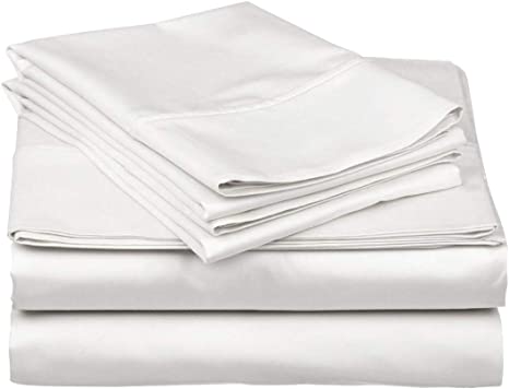 Queen Size 100% Egyptian Cotton 800 Thread Count 4 Piece Sheets Set - 18" Inch Deep Pocket, Smooth & Soft Sateen Weave, Premium Quality Hotel Bedding, White Solid