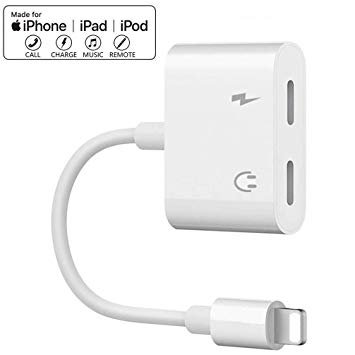 Chargers Adapter for iPhone Adapter for iPhone X for iPhone Xs MAX/XS/XR for iPhone 8/8 Plus/7 Plus Aux Audio Splitter Support to Listen Music Charge Phone Call Wire Control for iOS 12 System or More