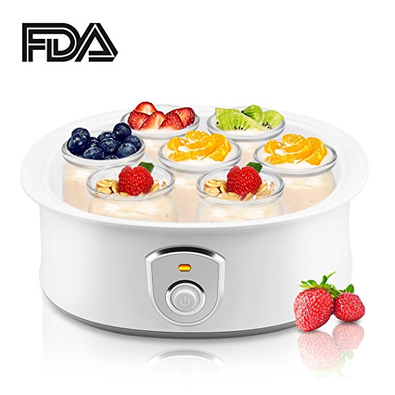 Automatic Yogurt Maker Machine 7 Glass Greek Jars Customize To Your Flavor And Thickness Electric Maker 1.5L