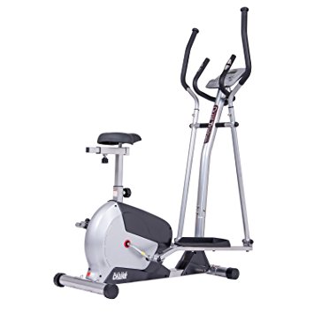 Body Champ 2 in 1 Elliptical Workout and Upright Exercise Bike with Heart Rate, Computer Resistance Exercise Machine / Cardio Home Office Workout Machine