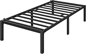 Yaheetech Lit Simple 90x190 cm en Métal Assemblage Simple pour Petits Espaces Adultes Noir