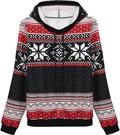 ACEVOG Women O Neck Vintage Long Sleeve Top T-Shirt Christmas Sweatshirts Pullover