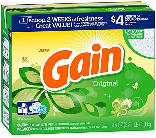 Gain Ultra Original Scent High Efficiency Powder Laundry Detergent, 45 Ounce