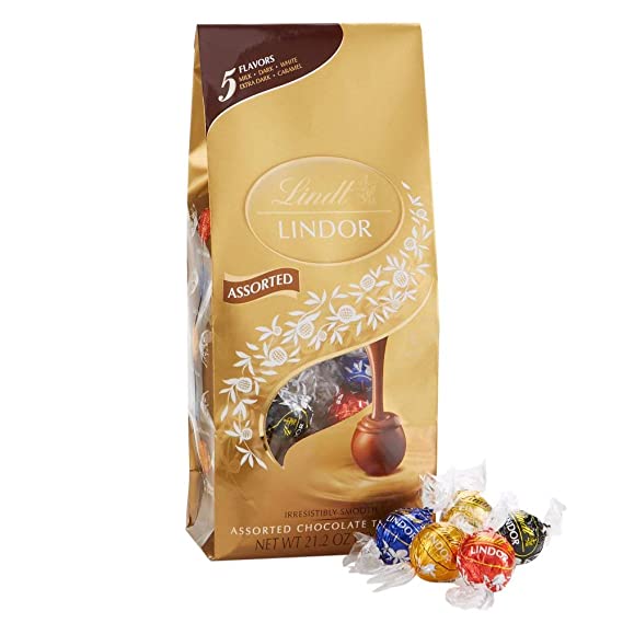 Lindt Lindor Truffles Assorted 5 Flavors -50ct Gift Bag 21.2 Oz (600g)