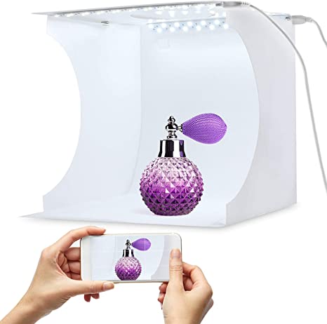 Mini Photo Studio Light Box,Photography Lightbox Portable Shooting Light Tent with 6 Colors Photography Backdrops Waterproof Background Screen Carrying Bag (20CM)