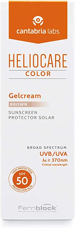Heliocare Colour Gelcream Brown SPF 50 50ml / Sun Cream For Face / Daily UVA and UVB Anti-Ageing Sunscreen Protection / Combination, Dry, Oily and Normal Skin Types / Natural-looking foundation coverage