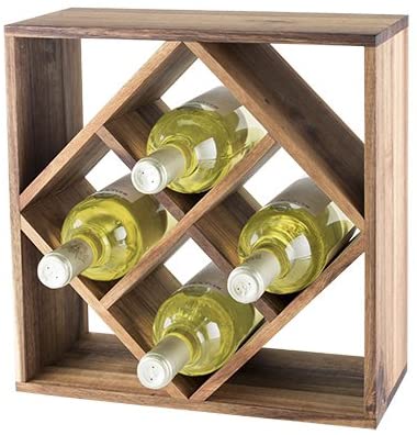 Twine 5911 Acacia Wood Lattice Rack Freestanding Wine Racks & Cabinets