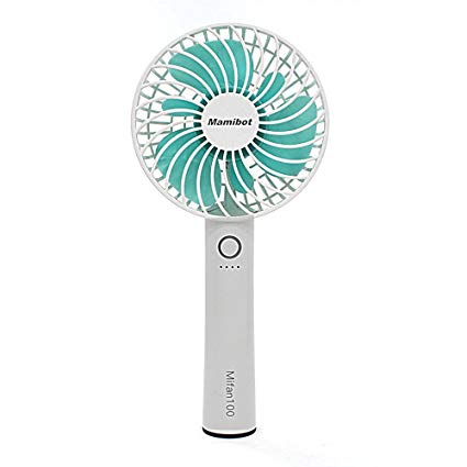 Mini Handheld Fan Portable Fan Personal USB Desk Fan Rechargeable 2600mAh 5 Modes Cooling Fan with Base for Outdoor Office Home Camping Traveling (White)