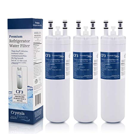 Crystala Filters CF3 Compatible Refrigerators and Ice Makers Water Filter - 3 Pack