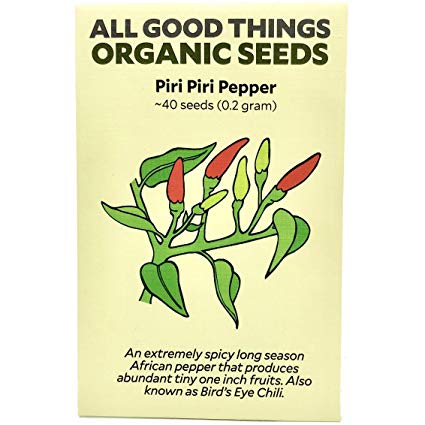 Piri Piri/African Bird's Eye Chili Pepper (Capsicum frutescens) Seeds (~40): Certified Organic, Non-GMO, Heirloom, Open Pollinated Seeds from the United States