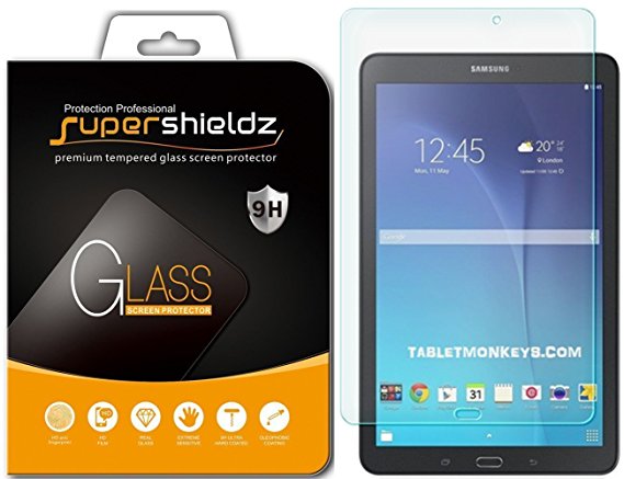 [2-Pack] Supershieldz for Samsung Galaxy Tab E 9.6 inch Tempered Glass Screen Protector, Anti-Scratch, Anti-Fingerprint, Bubble Free, Lifetime Replacement Warranty