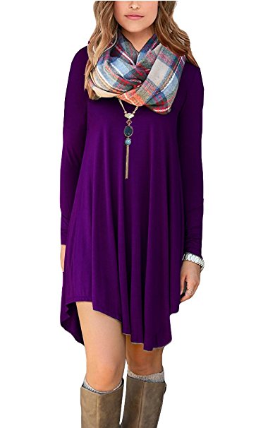 Viishow Women's Long Sleeve Casual Loose T-Shirt Dress