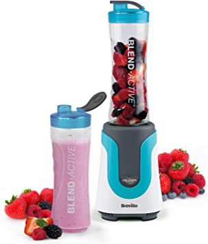 Breville Blend Active Personal Blender & Smoothie Maker with 2 Portable Blending Bottles (600ml), 300W, Blue [VBL136]