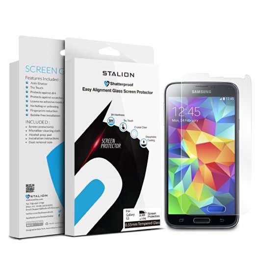 Samsung Galaxy S5 Screen Protector: Stalion® Shield Tempered Liquid Glass Shatter-Proof Armor Guard [Retail Packaging](1-Pack)