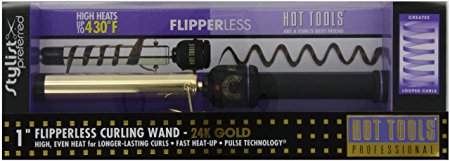 Hot Tools HTG1860 Flipperless Curling Wand, Gold/Black