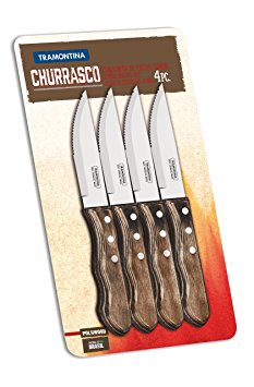 Tramontina Set of 4 Jumbo Steak Knives with Wooden Handles