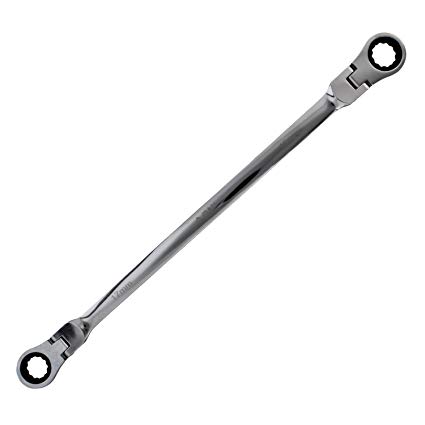 ABN Metric 17mm x 19mm Extra Long Flex Head 12 Point Double Box End Ratcheting Wrench