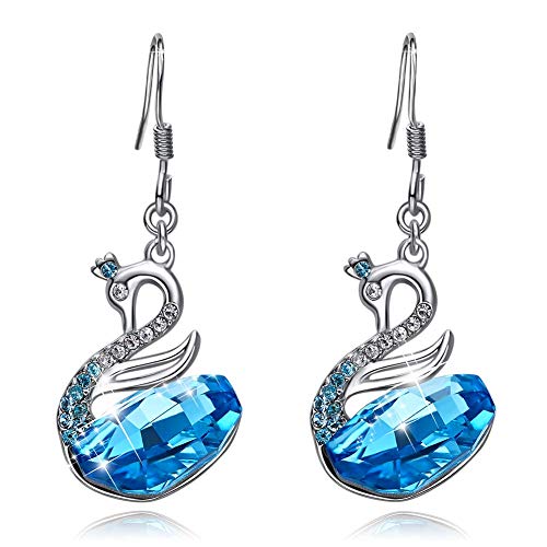 CDE S925 Sterling Silver Dangle Earring Swan Animal Fine Jewelry for Women Crystals from Swarovski Gifts