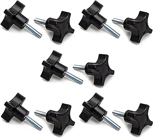 POWERTEC QNB3009-P2 4-Point Stud Knobs, 5/16"-18 Threaded Thumb Screw Star Knob with 1" Stud, 10 PK