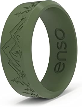 Enso Rings Bevel Classic Silicone Wedding Ring - Hypoallergenic Unisex Wedding Band - Comfortable Band for Active Lifestyle - 8mm Wide, 2.16mm Thick