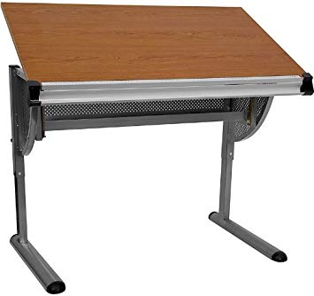 Flash Furniture Adjustable Drawing and Drafting Table with Pewter Frame