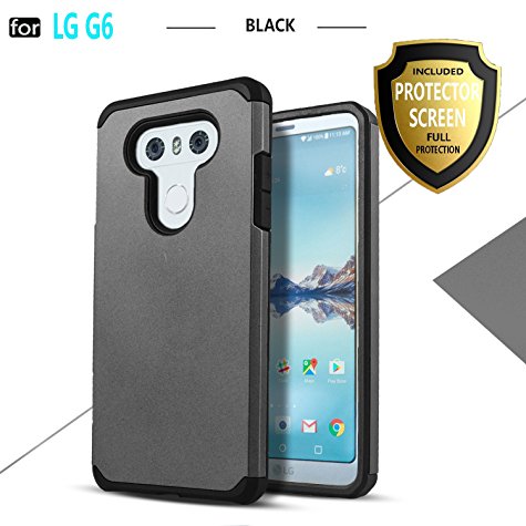 LG G6 Case, Starshop [Shock Absorption] Dual Layers Impact Advanced Protective Cover With [Premium HD Screen Protector Included] [Black]