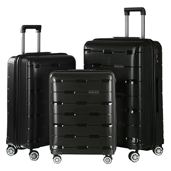Nasher Miles Santorini PP Hard-Sided Luggage Set of 3 Trolley/Travel/Tourist Bags (55, 65 & 75 cm) Black
