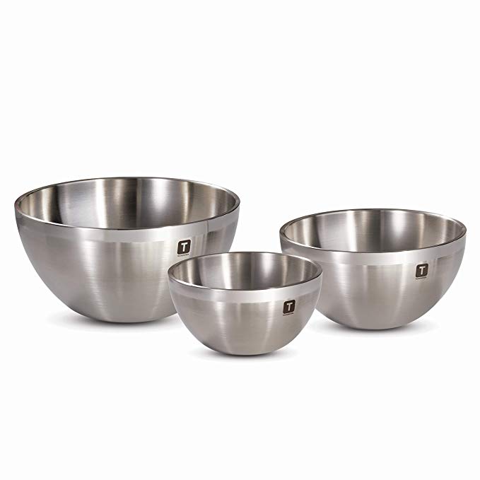 Tramontina 80202/008DS 3-Pack Double Wall Mixing Bowls, Stainless Steel