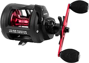 KastKing ReKon Round Baitcasting Fishing Reel, Saltwater Inshore Surf Trolling Reel, Up to 30LBS Powerful Max Drag, Conventional Reel for Catfish, Musky, Bass, Durable Graphite Frame for Saltwater