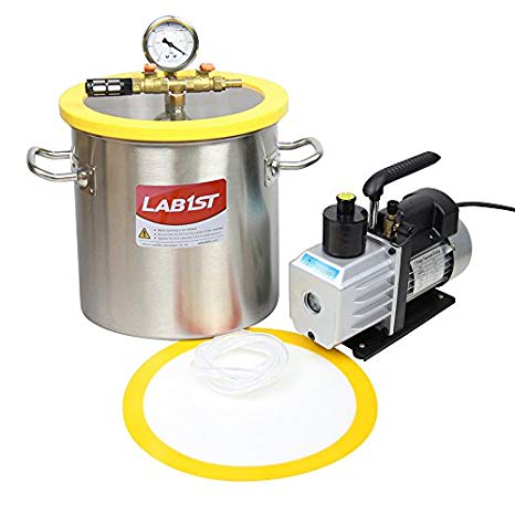 lab1st 3 Gallon Vacuum Chamber and 5 CFM Pump Kit for Degassing Silicone Epoxy