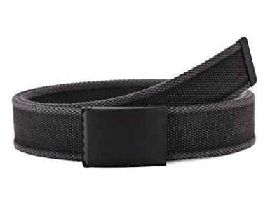 Men's Military Washed Canvas Waist Web Belt with Flip-Top Black Buckle 49" Long