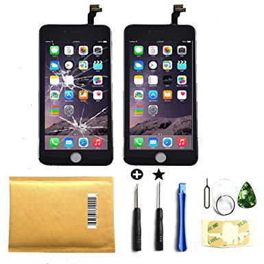 FJG Touch Screen for iPhone 6 plus Black LCD Display Touch Screen Digitizer Assembly Replacement with Simple Tools (Black for Iphone 6P)