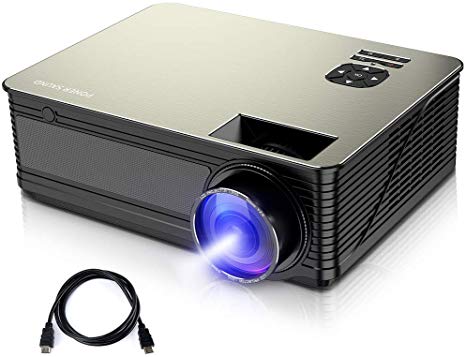 PONER SAUND M5 Business Projector, Native 720P 3800 Lumens Home Theater Projector with 50000 hrs LED Lamp Life, Movie Projector 200" Display and 1080P Supported, Compatible with Fire Stick, HDMI, VGA