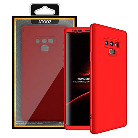 Galaxy Note 9 Case, ATOOZ 360 Degree Premium Material All-Around Full Body Slim Fit Lightweight Hard Protective Skin Case Cover for Samsung Galaxy Note9 (Red)