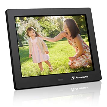 Powerextra 8 inch Digital Photo Frame HD Video Frame High Resolution Widescreen LCD with Remote Control - Black