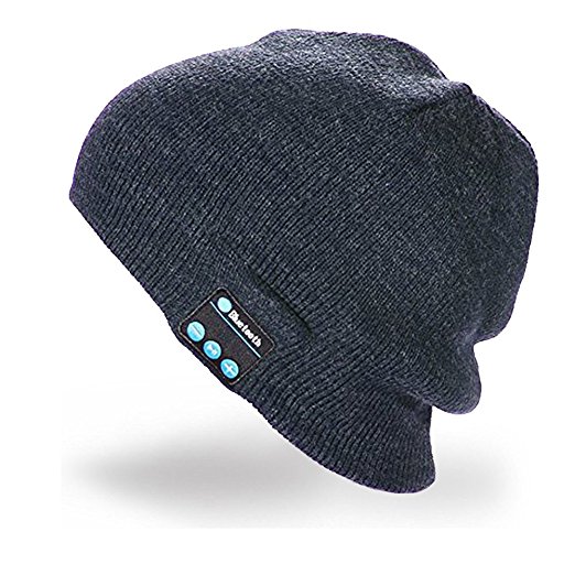 Momoday Bluetooth Music Soft Warm Beanie Hat Cap with Stereo Headphone Headset Speaker Wireless Mic Hands-free for Men Women Speaker Winter Outdoor Sport Best Gift (Dark Grey)