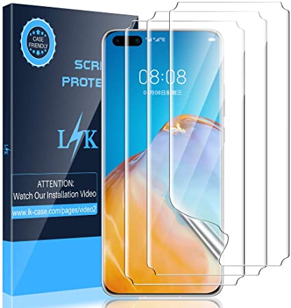 LK [3 Pack] Screen Protector for Huawei P40 Pro, [Tempered Glass][Case Friendly] DoubleDefence [Alignment Frame Easy Installation] with Lifetime Replacement Warranty