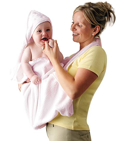 Clevamama Splash and Wrap Baby Bath Towel (Soft Cotton, Pink)