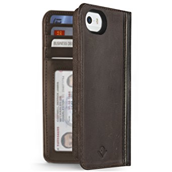Twelve South BookBook for iPhone SE/5s, vintage brown | Vintage leather iPhone book case and wallet